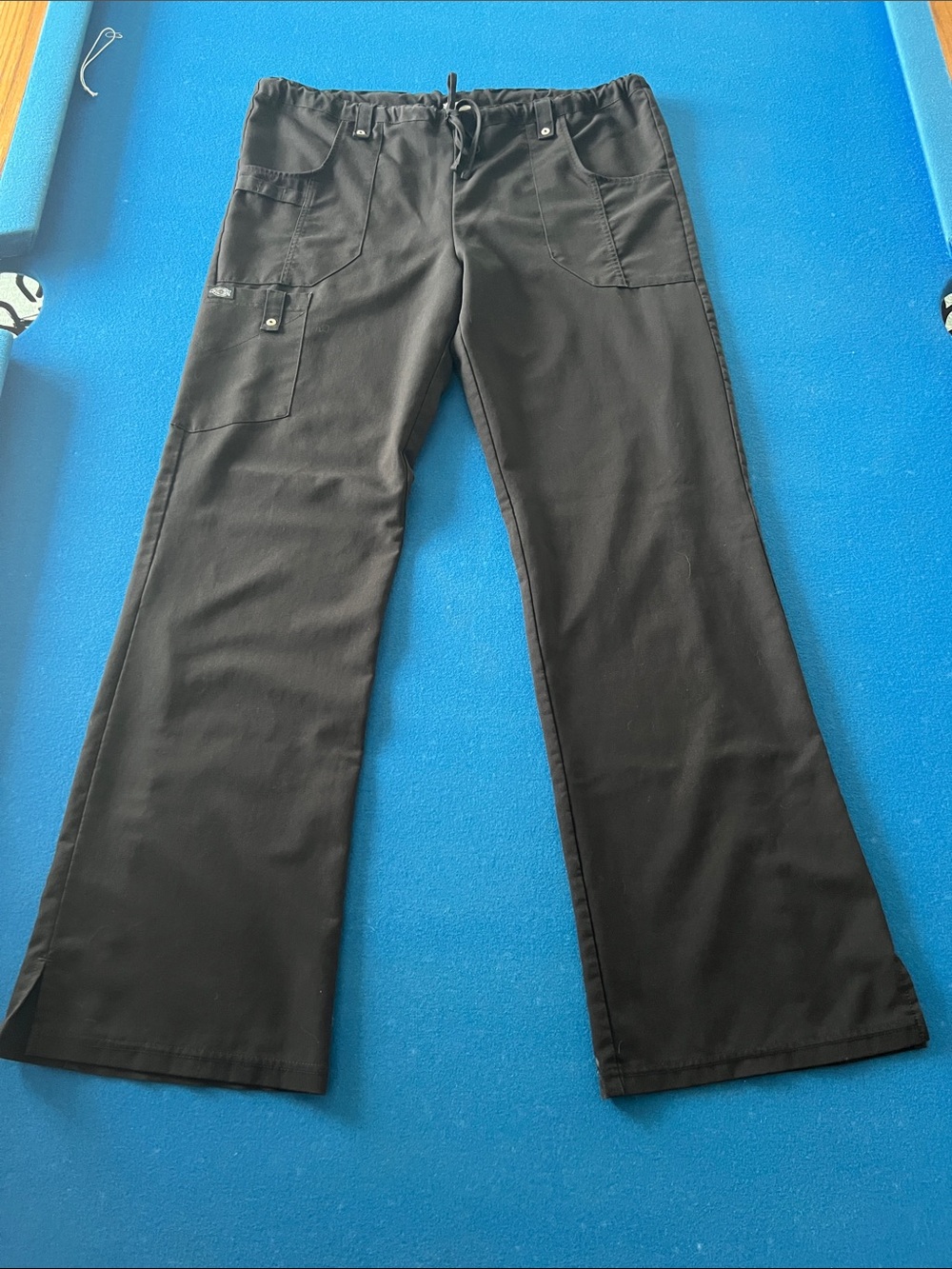 Dickies Black Wide-Leg Drawstring Scrub Pants